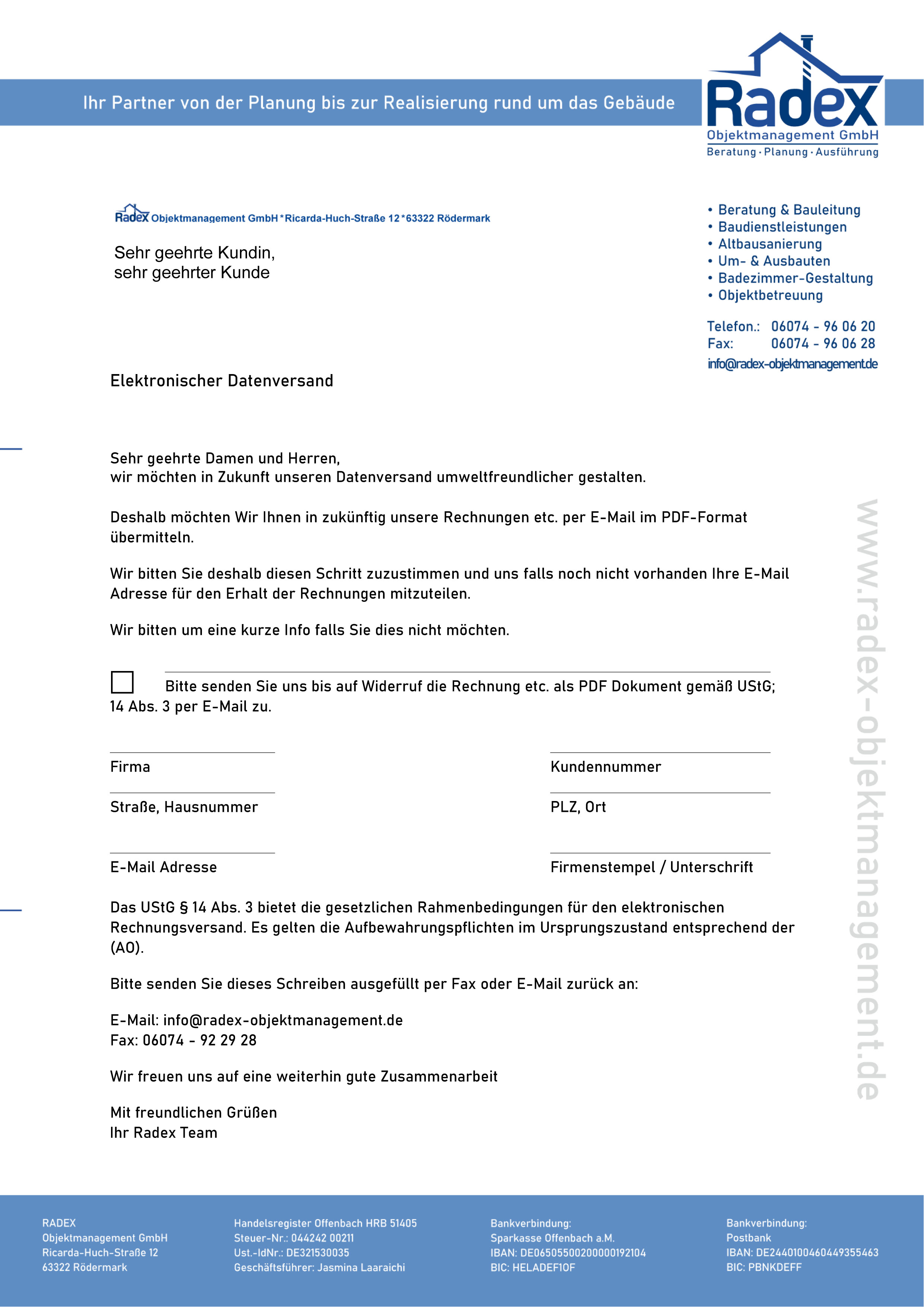 Elektronische Datenschutzverordnung, radex Objektmanagement GmbH, Download 